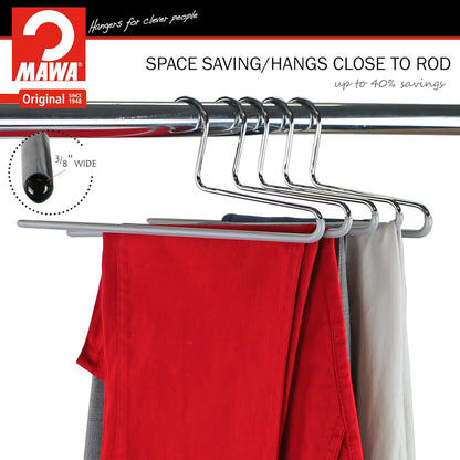 Perchas para Pantalones, 10 piezas, Fabricadas en Alemania, Perchas, ancho 35 cm, Antideslizantes, Color Plata - MAWA KH C, 4