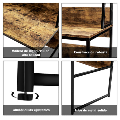 Escritorio, Mesa Ordenador, Escritorio Pequeño, Mesa Estudio, con Estantería 3 Cubos de Almacenamiento, Marrón, Costway, 8