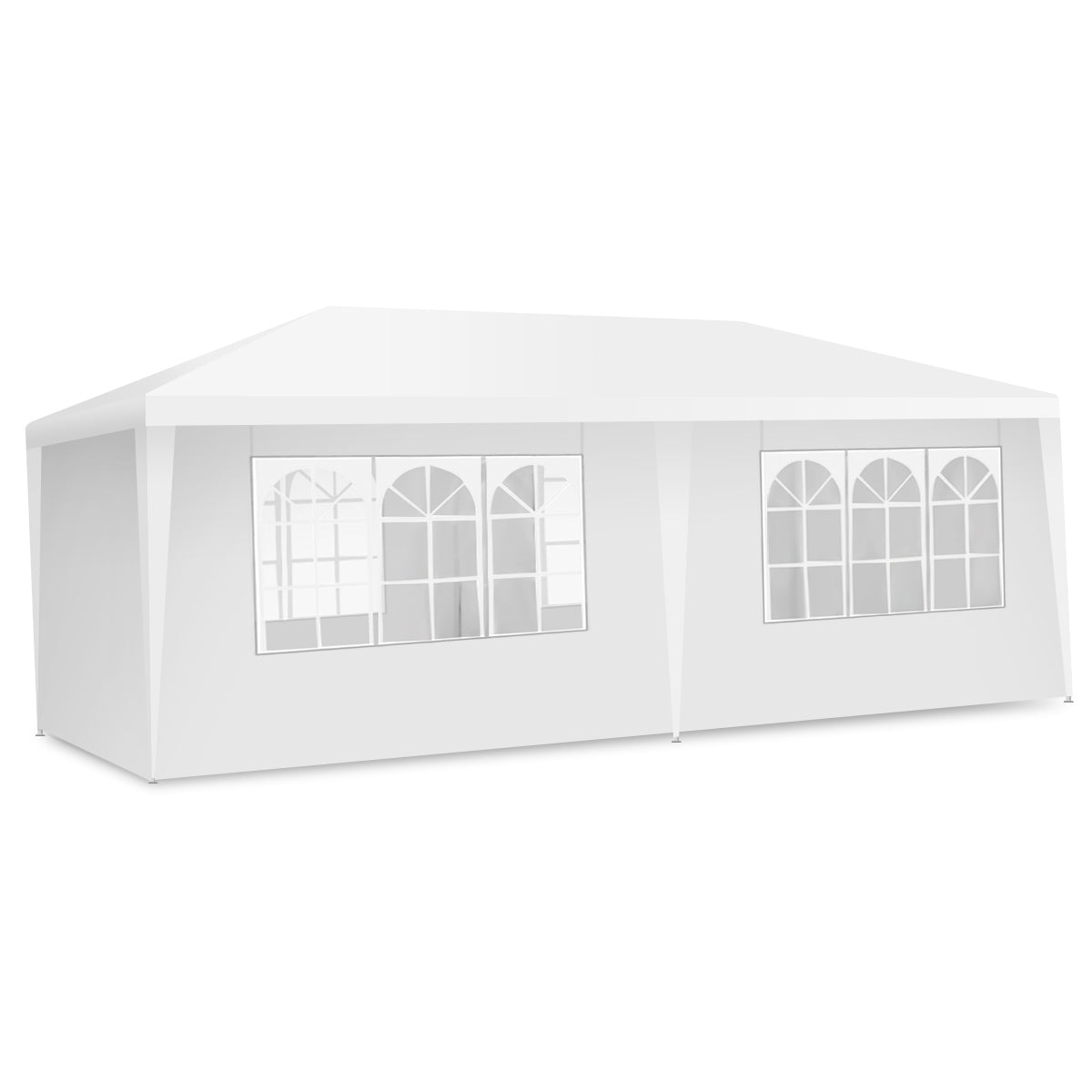 Carpa Plegable, Gazebo, Cenador Plegable, Pergola Plegable, con 4 Cortinas Laterales Removibles, 2 Puertas, Blanco, Costway, 6