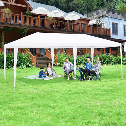 Carpa Plegable, Gazebo, Cenador Plegable, Pergola Plegable, con 4 Cortinas Laterales Removibles, 2 Puertas, Blanco, Costway, 5