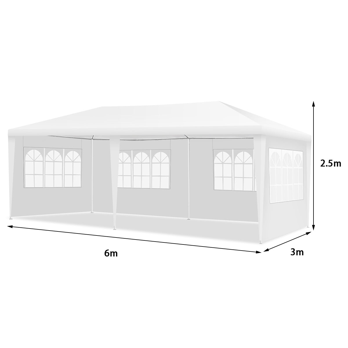 Carpa Plegable, Gazebo, Cenador Plegable, Pergola Plegable, con 4 Cortinas Laterales Removibles, 2 Puertas, Blanco, Costway, 3