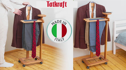 Tatkraft Lord - Galán de noche mueble, Madera, Made in Italy, Galán de noche moderno, para Traje, Pantalón y Camisa, Color Cerezo