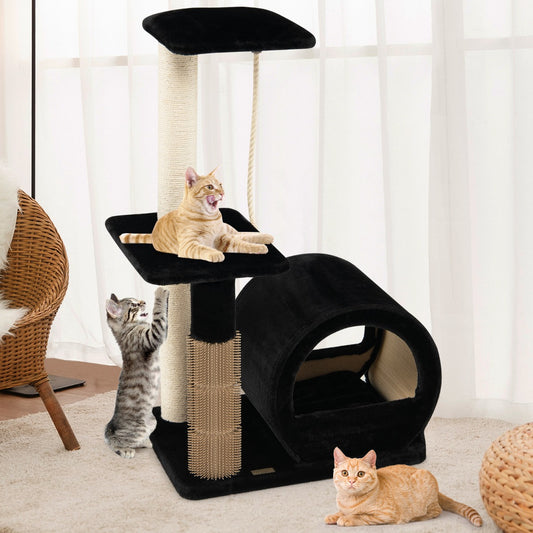 Arbol para Gatos, Rascador gato, Arbol Rascador para Gatos, Múltiples Niveles con Poste de Sisal, Negro, Costway, 2