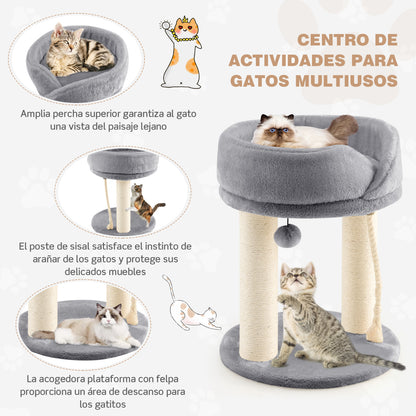 Arbol para Gatos, 4 en 1, Arbol Rascador para Gatos, Rascador Gato, con Plataforma Base Acolchada Bola de Juguete, Gris, Costway, 8