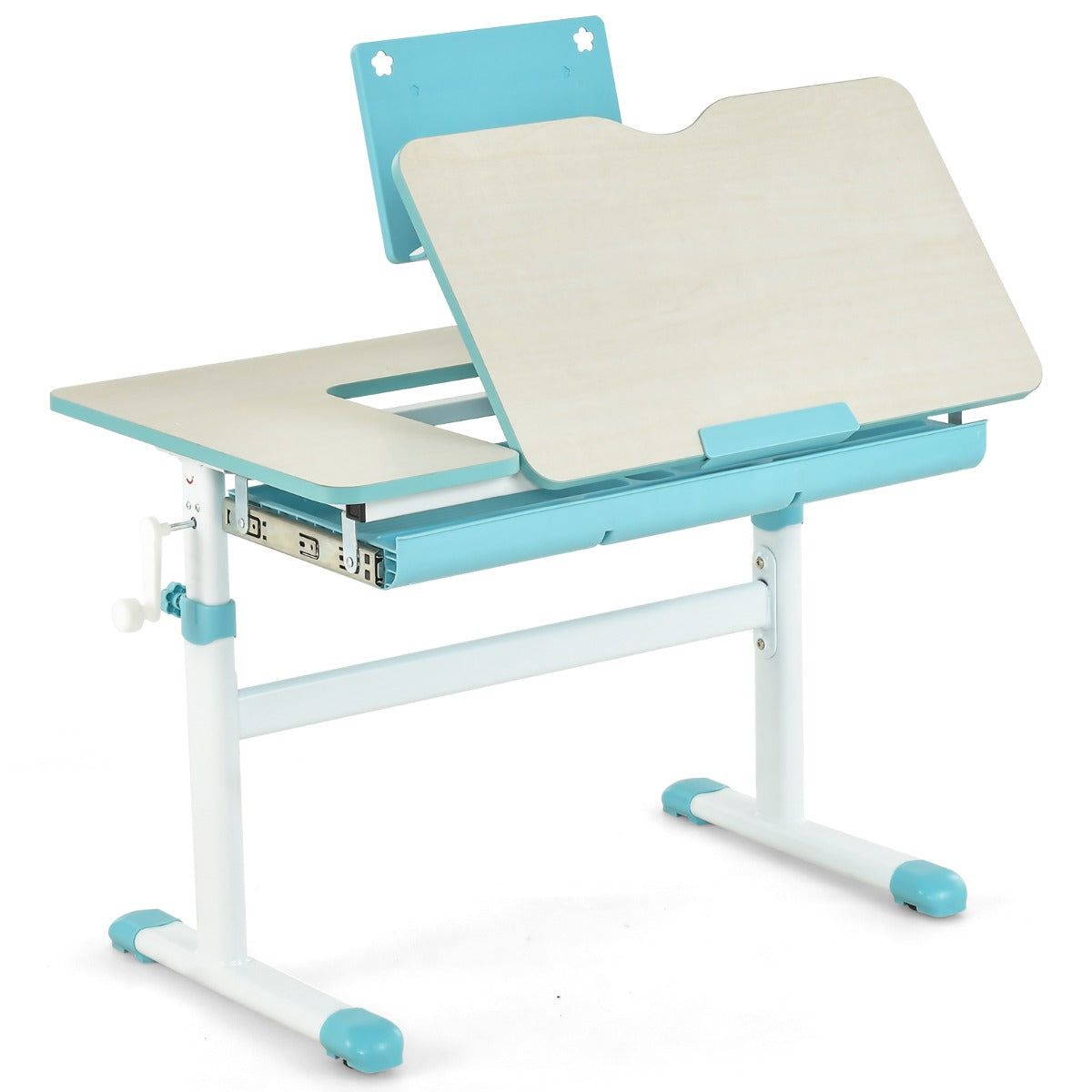 Escritorio Infantil, Escritorio Infantil Primaria, Ajustable en Altura con Silla Ergonómica, Mesa Escritorio, Azul, Costway, 1