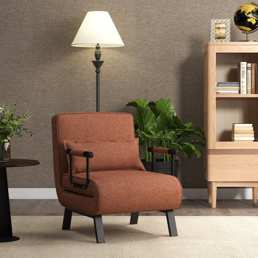 Sofa Cama, Sillon Cama, Sofa Cama Pequeño, Convertible Plegable Silla de Dormir Ajustable Cojín Desmontable, Café, Costway, 2