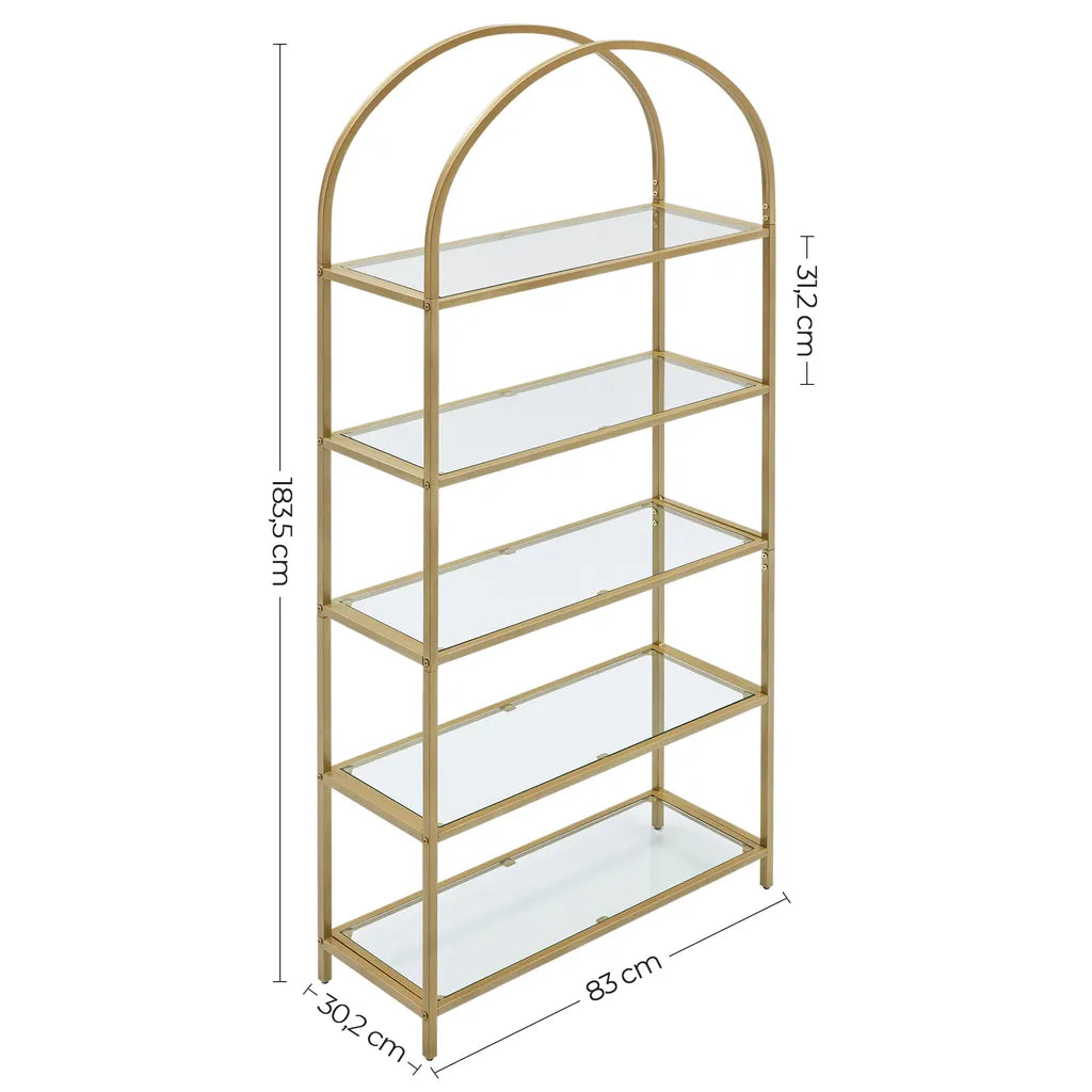 Librería de 5 Pisos con Estructura de Metal en Arco, Estante de Libros, Estantes de Pie, Vasagle, 9