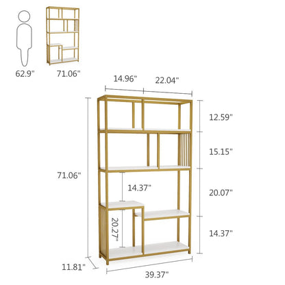 Tribesigns - Estantería con 7 estantes abiertos, estantería Etagere con marco de metal resistente dorado
