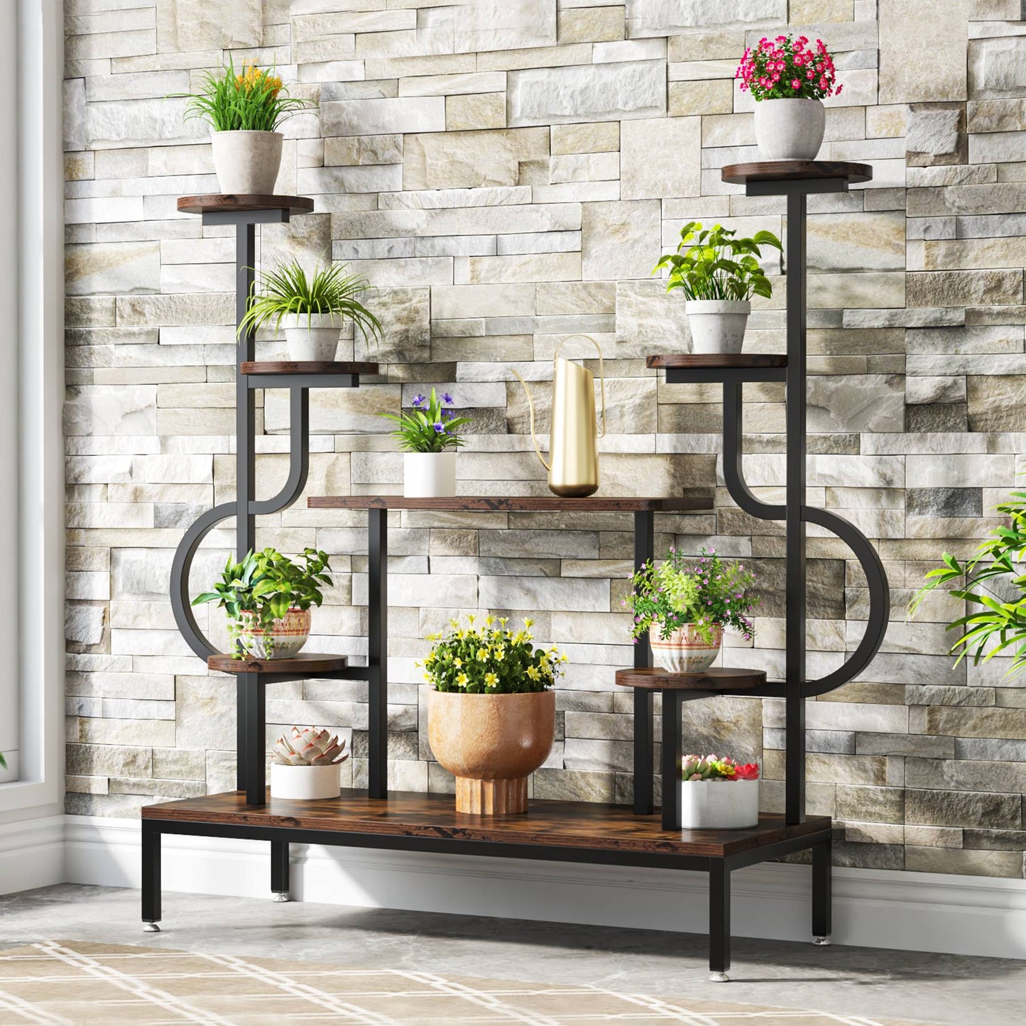 Tribesigns - Soporte de metal para plantas de 8 niveles para interiores y exteriores, y alto para múltiples plantas