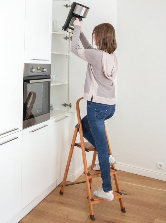 Escalera con 3 Peldaños Antideslizante, Taburete Plegable de Cocina, Tatkraft Upgrade 3