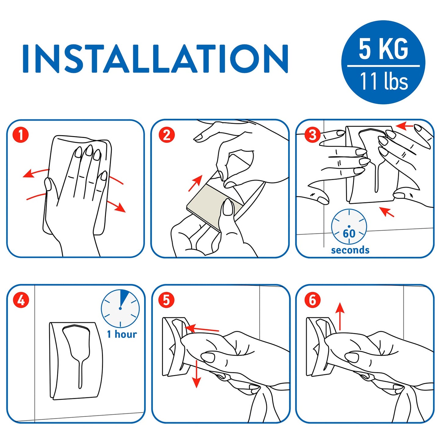 Tatkraft Ida Colgadores Adhesivos para Toallas, Set de Toalleros de 4 Unidades, Hasta 5 kg, Acero Inoxidable