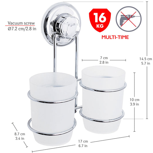 Tatkraft Odr Portacepillos de Dientes de Pared Blanco Vaso de Baño Colgante con Ventosa Megalock