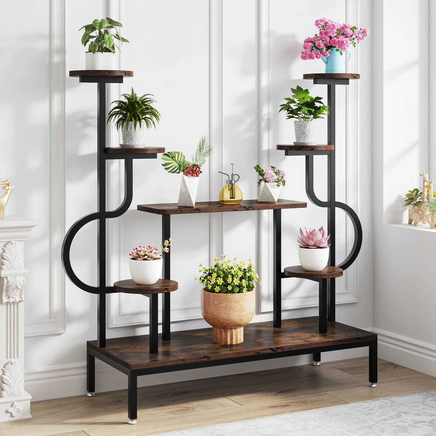Tribesigns - Soporte de metal para plantas de 8 niveles para interiores y exteriores, y alto para múltiples plantas