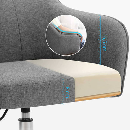 Songmics Sillón de Oficina Ajustable, Capacidad 120 kg, Imitación Lino, Gris