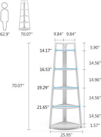 Tribesigns - Estantería Esquinera de 176 cm de Alto, Estantería Esquinera Rústica de 5 Niveles, Estantería Esquinera Industrial