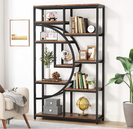 Librería Industrial Etagere de 5 Niveles, Organizador de Almacenamiento con 9 estantes de Almacenamiento Abiertos para Sala de Estar