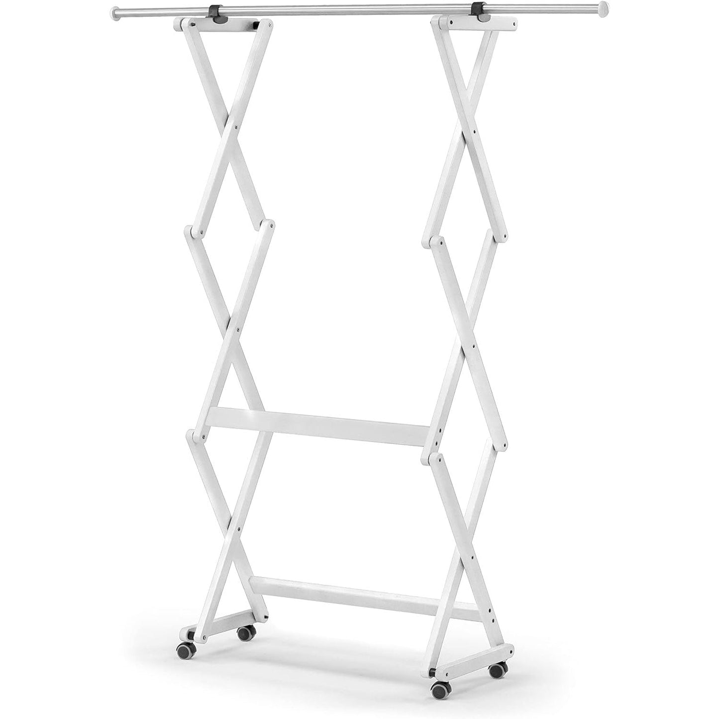 Percha FELIX, madera – Se puede cerrar – extensible – Acabado blanco