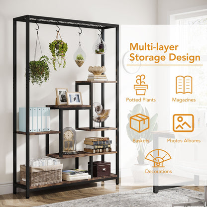 Tribesigns - Soporte para plantas de interior de 5 niveles, estante grande de metal de 180 CM con 10 ganchos colgantes en S