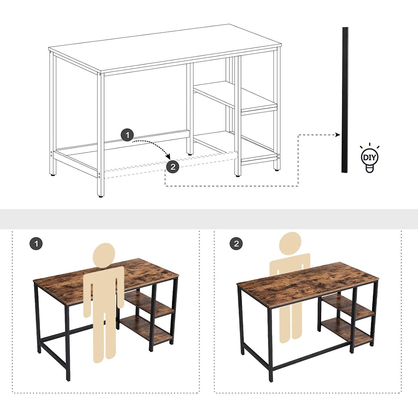 Сomprar escritorio - mesa escritorio, escritorio pequeño, mesa de escritorio, mesa ordenador - Vasagle, 2