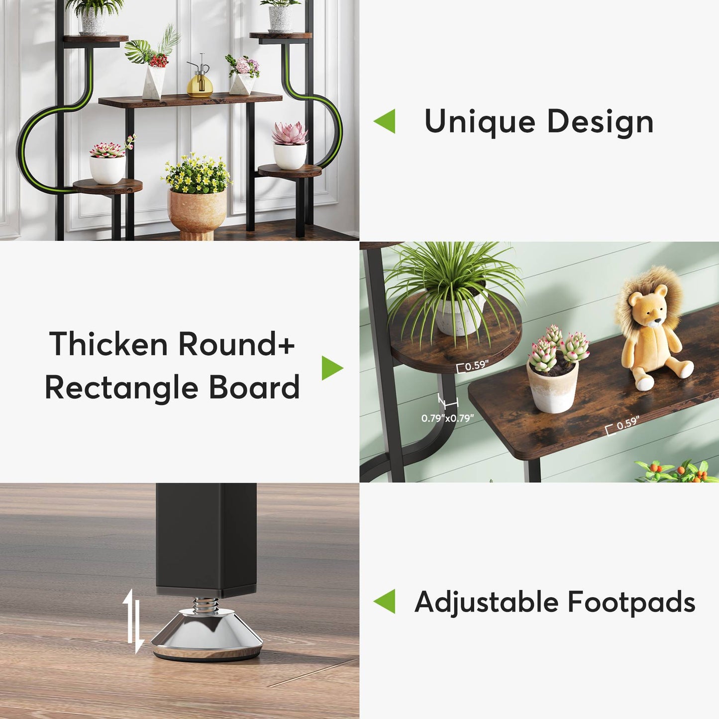 Tribesigns - Soporte de metal para plantas de 8 niveles para interiores y exteriores, y alto para múltiples plantas