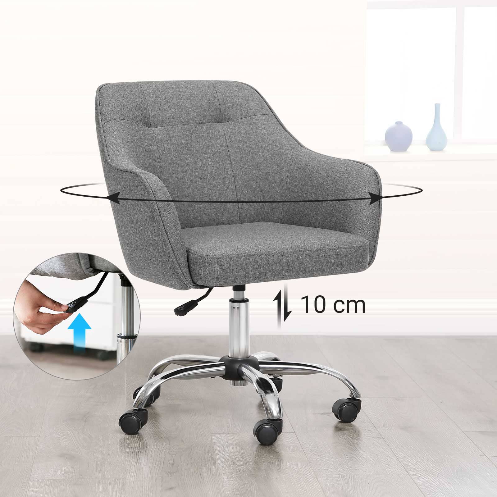 SONGMICS, Sillón - Silla de oficina ergonómica, Silla con ruedas, silla de oficina, Silla de malla