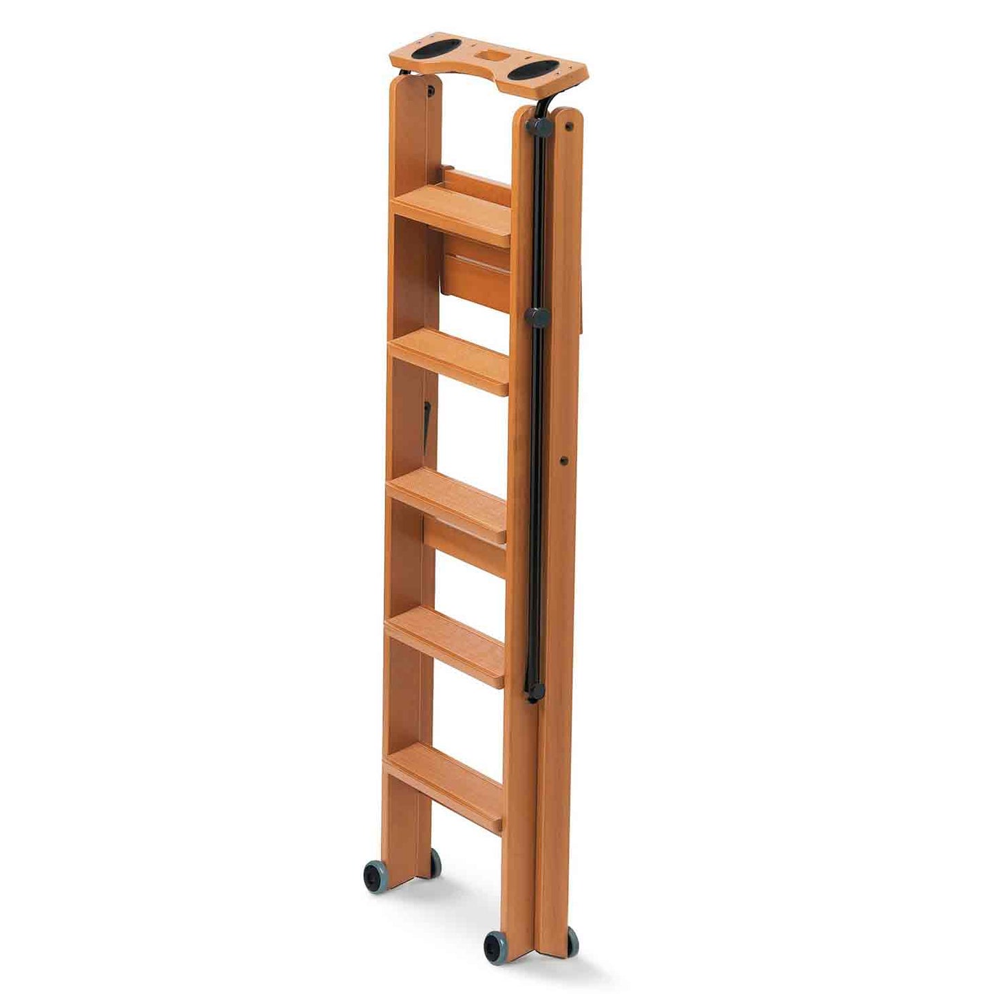 Escalera de madera, Escalera, peldaños antideslizantes, sistema único de apertura. 49,5x138x12 cm, TUSCANIA 5