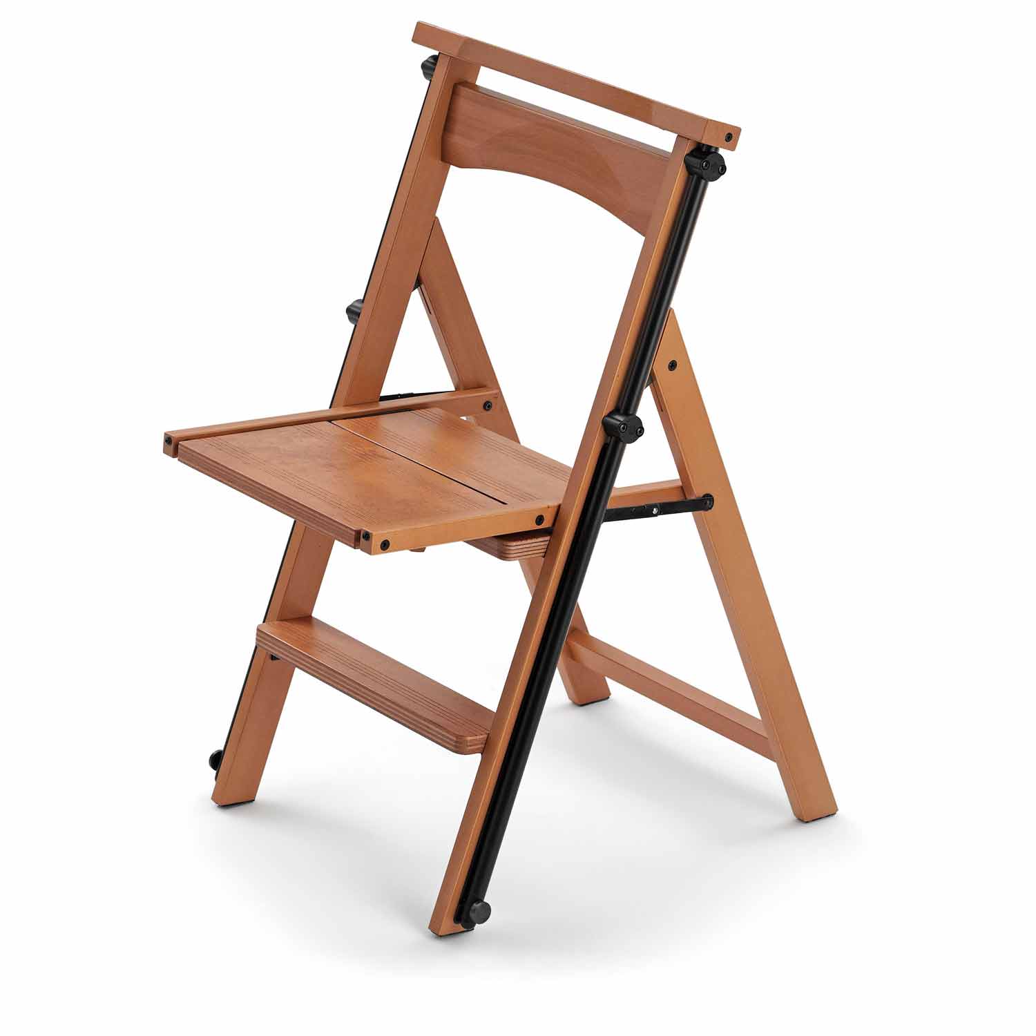 ELETTA - Silla Escalera, escalera de madera plegable, soportar hasta 100 kg, taburete escalera plegable