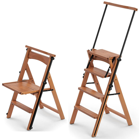ELETTA - Silla Escalera, escalera de madera plegable, soportar hasta 100 kg