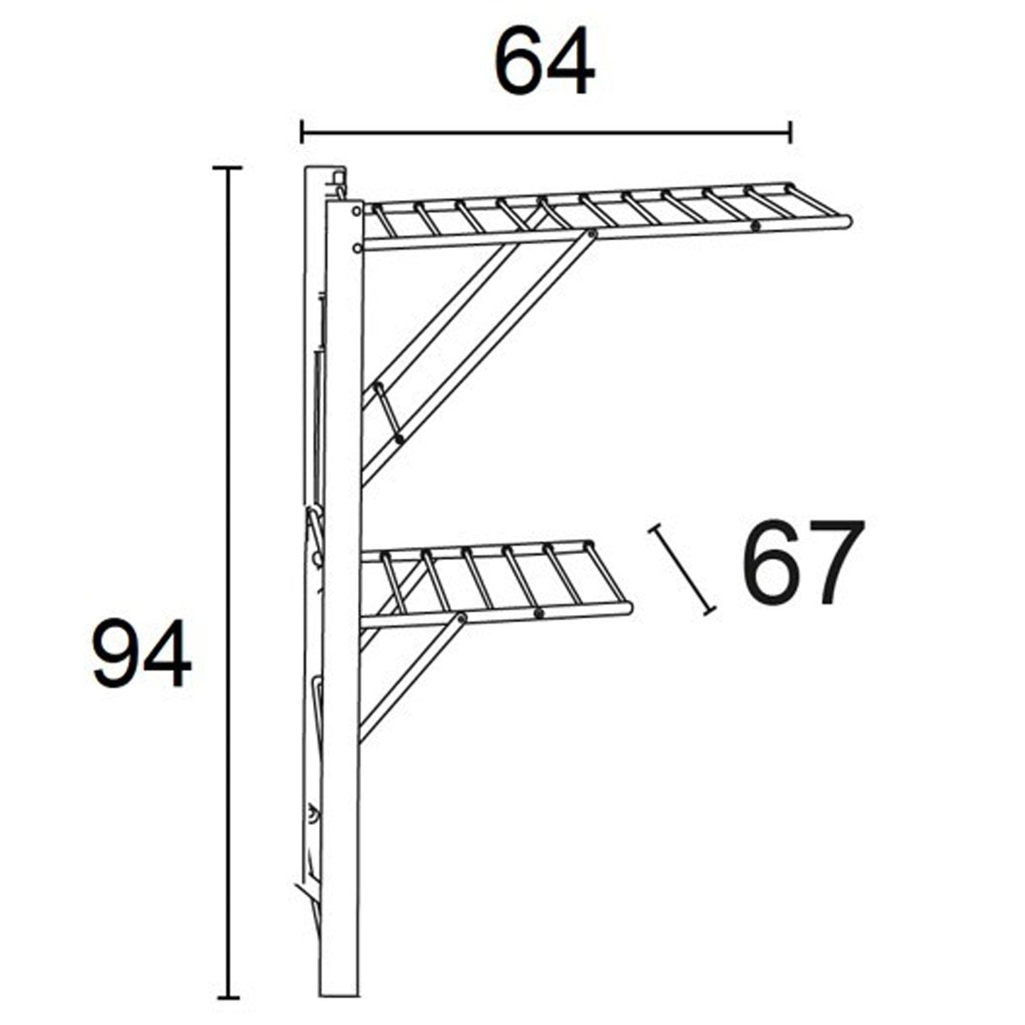 Tendedero Pared, Tendedero plegable pared, Madera, Cierre - 11 m Extensible, ARIT KEVIN Color: Blanco, 4