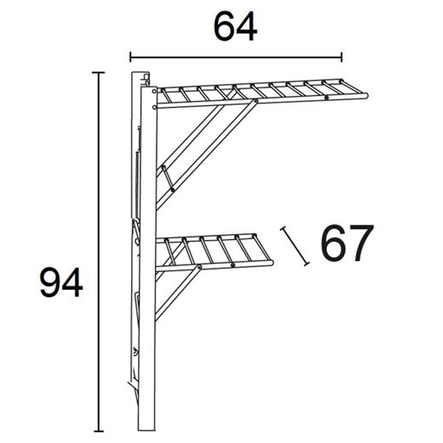 Tendedero Pared, Tendedero plegable pared, Madera, Cierre - 11 m Extensible, ARIT KEVIN - Color: Cerezo, 4