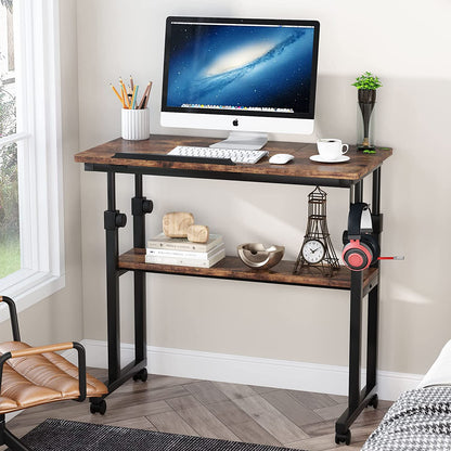 Mesa con ruedas, mesa para portátil, mesa escritorio, mesa ordenador,  mesa estudio - Tribesings, 1