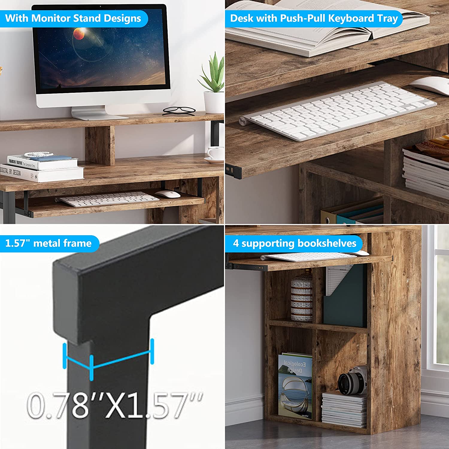Mesa de escritorio, mesa escritorio, mesa ordenador, mesa estudio, mesa para ordenador - Tribesigns, 3