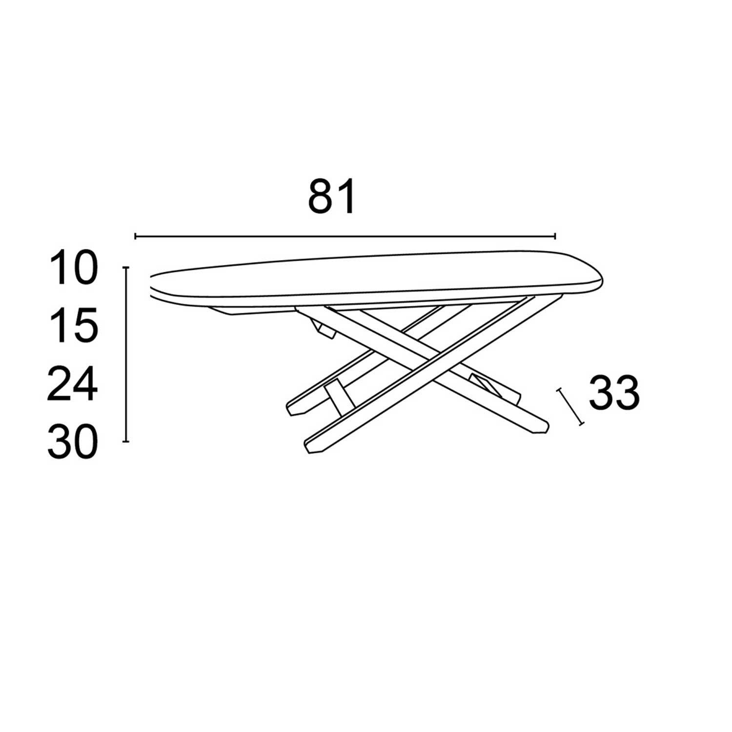 Tabla de planchar MINISTYRO, Tabla de planchar de mesa, plegable, ajustable en altura, Superficie de trabajo 82x33 cm, ARIT, 3