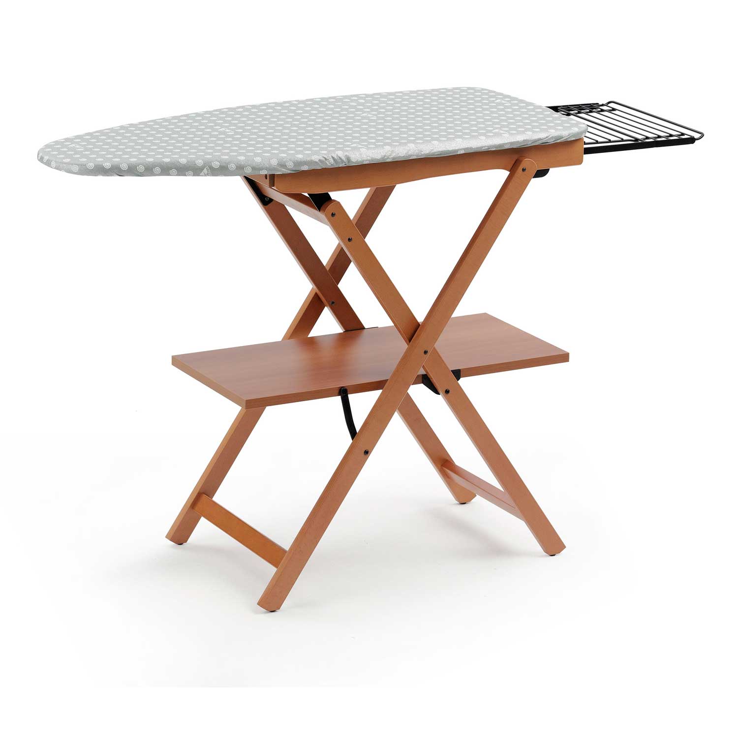 Tabla de planchar, ASTIR, Tabla de planchar de madera maciza de haya, plegable, funda 100% algodón, Cerezo, ARIT, 2