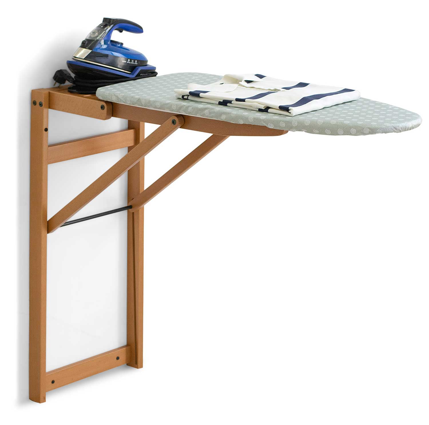 Tabla de planchar, STIROJOLLY, Tabla de planchar de madera, montaje en pared, plegable, 86 x 38 cm, ARIT