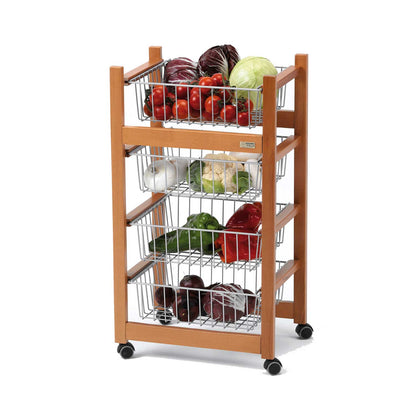 ARIT - Carro cocina JENGIBRE, Carrito de Cocina con 4 Cestas deslizantes, Carrito de Cocina de madera, Cerezo