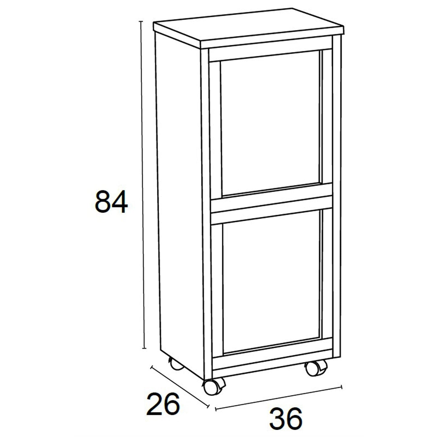 Carrito de cocina con cubo de basura MADERA 2, Cubo de basura y reciclaje de 2 cubos x12L,  Cereza, ARIT, 2