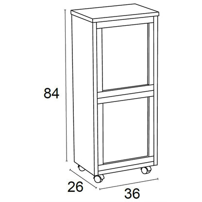 Carrito de cocina con cubo de basura MADERA 2, Cubo de basura y reciclaje de 2 cubos x12L,  Cereza, ARIT, 2