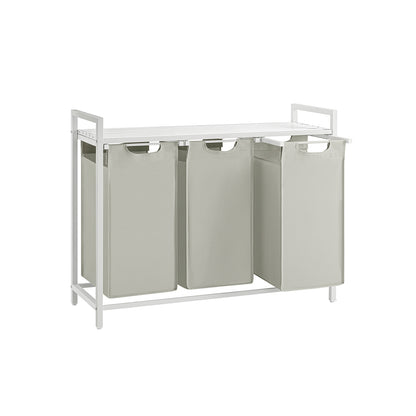 Mueble Cesto Ropa Sucia, 3 x 38 L, Mueble Ropa Sucia, Cesto para Ropa Sucia, 3 Bolsas Colada Desmontable, Blanco, VASAGLE, 10