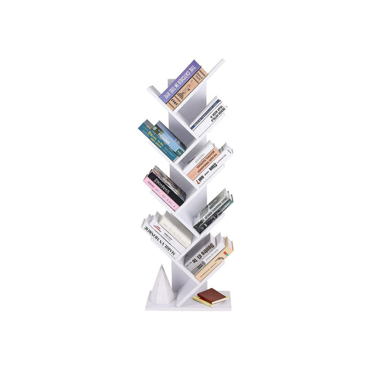 VASAGLE - Librería en Forma de árbol, Librería de 8 Niveles con estantes de Madera, para Sala de Estar, Oficina doméstica, Blanco