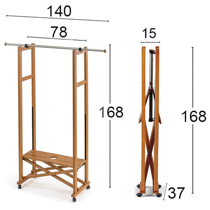 Burro Ropa Madera, Armario, Perchero Plegable, Barra Extensible, ARIT Elios 8