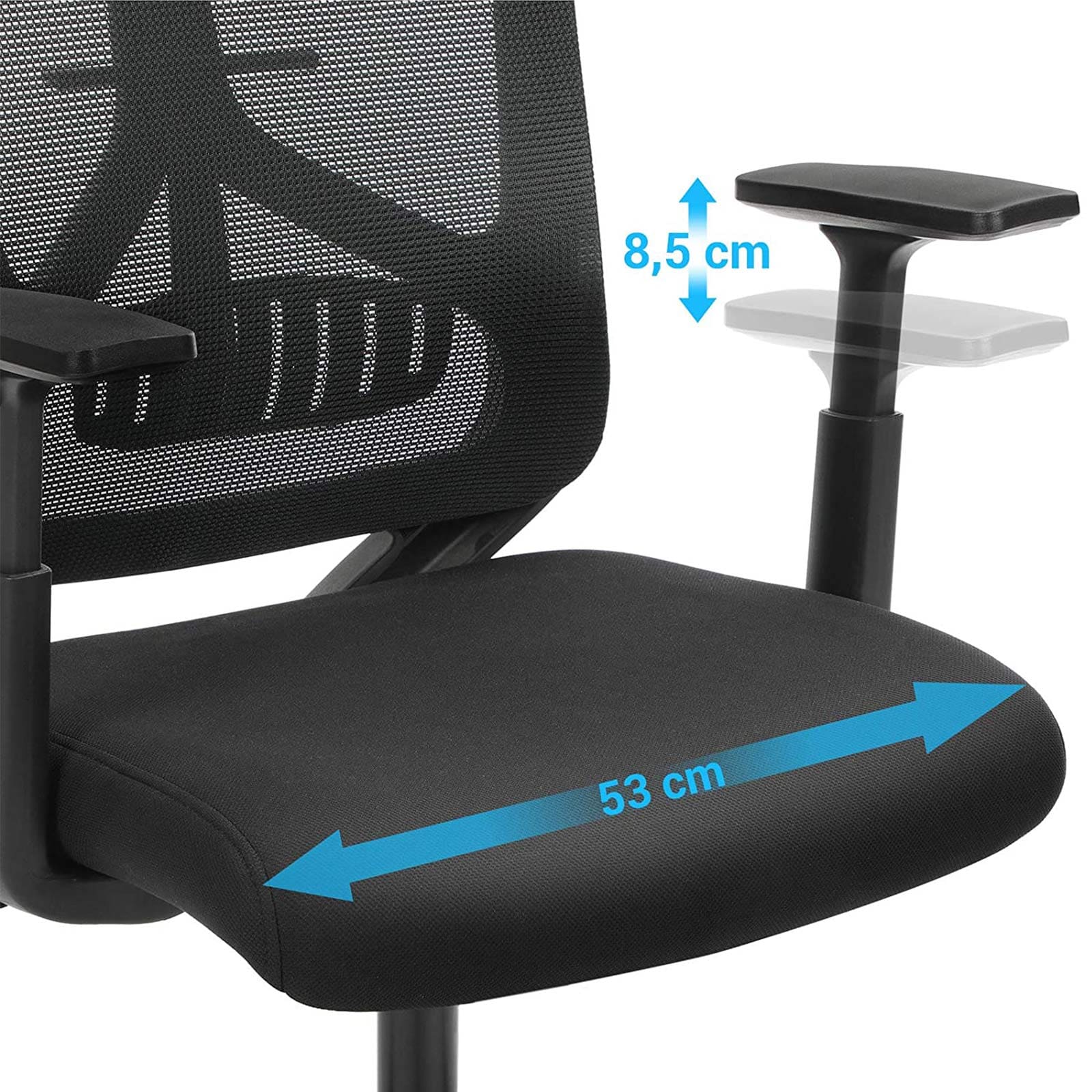 Silla de malla, SONGMICS - Silla de oficina, silla de oficina ergonómica, reposabrazos ajustable, asiento blando