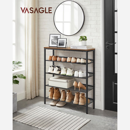 VASAGLE - Schuhregal, estante de zapato con 5 niveles y superficie espaciosa para bolsas, para el área de entrada, pasillo, metal