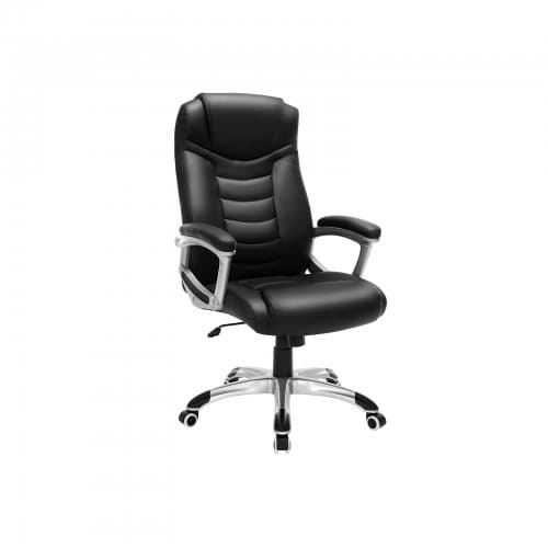 SONGMICS - silla de oficina ergonómica, silla giratoria de altura ajustable, silla de escritorio, robusta, estable y duradera, negra