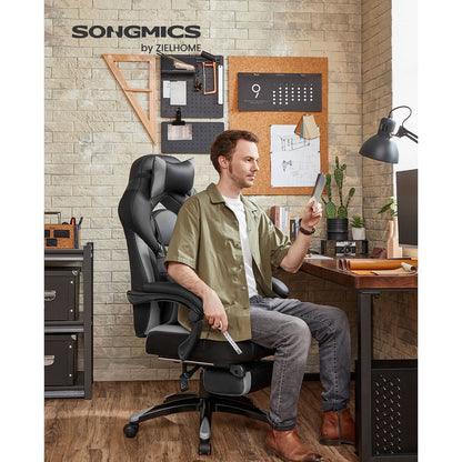 Silla gaming Comprar, silla de oficina, piel sintética. Cuerpo duradero, 150 kg, silla de ruedas, SONGMICS, 1