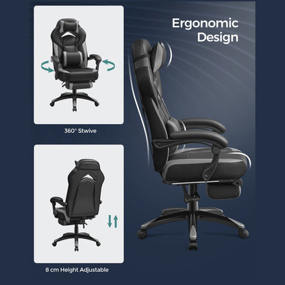 Silla gaming Comprar, silla de oficina, piel sintética. Cuerpo duradero, 150 kg, silla de ruedas, SONGMICS, 4