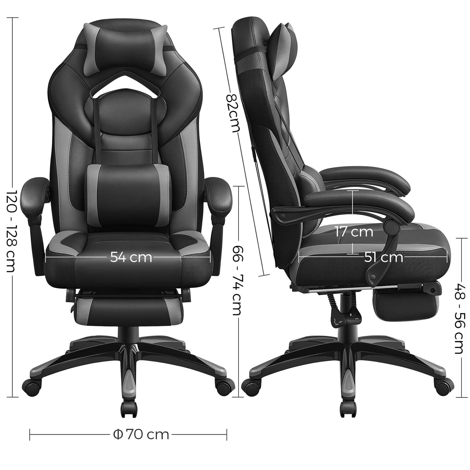 Silla gaming Comprar, silla de oficina, piel sintética. Cuerpo duradero, 150 kg, silla de ruedas, SONGMICS, 6