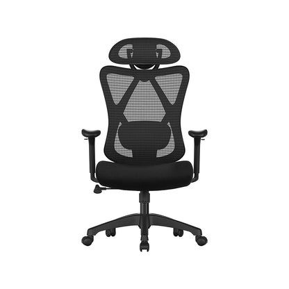 Silla de Oficina SONGMICS, cargable hasta 150 kg, Respaldo Ajustable, Cómoda y Robusta, En Negro