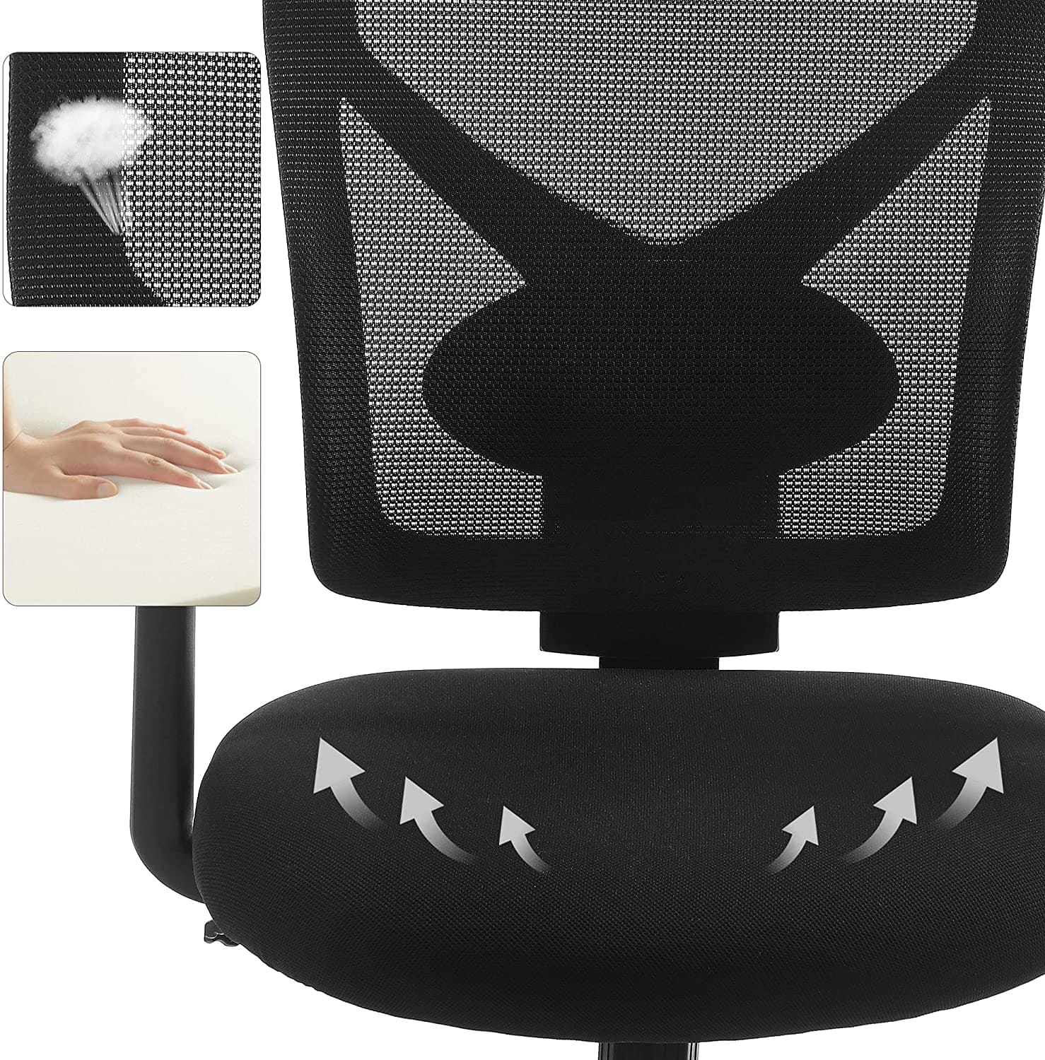 Silla estudio, silla escritorio, Silla giratoria ergonómica, Silla de oficina, SONGMICS, Soporta 120 kg, 5