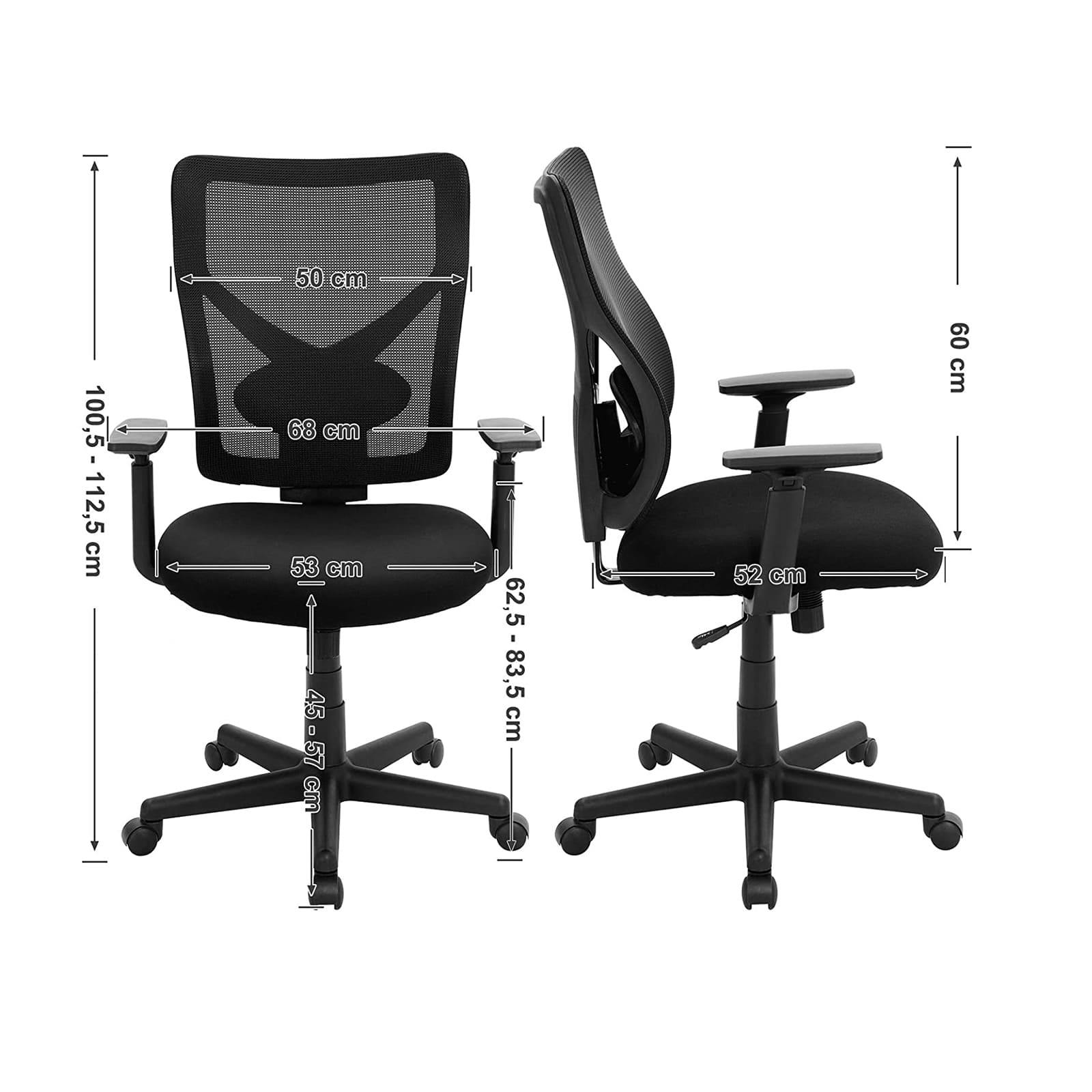 Silla estudio, silla escritorio, Silla giratoria ergonómica, Silla de oficina, SONGMICS, Soporta 120 kg, 6